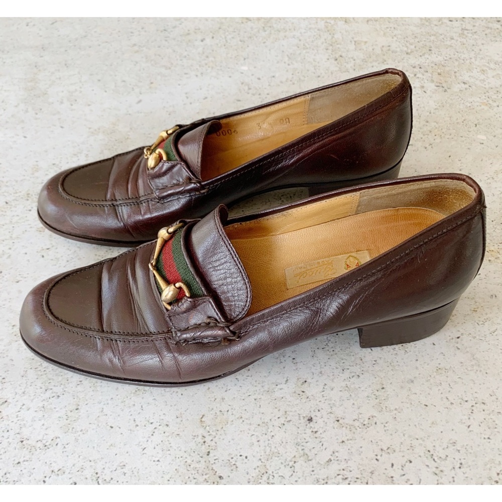 VINTAGE GUCCI Horsebit Loafers 80s Brown 36.5 - Picture 5 of 8